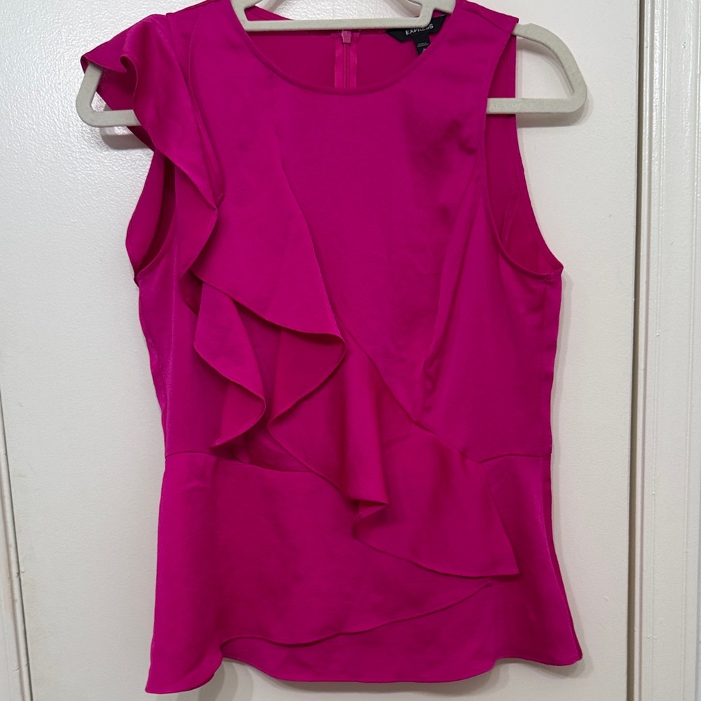 Express Ruffle Sleeveless Camisole - Hot Pink